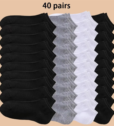 10/20/40 Pairs of Solid Color Socks, Soft and Lightweight Ankle Socks, Casual Boat Socks, Low Cut Ankle Socks