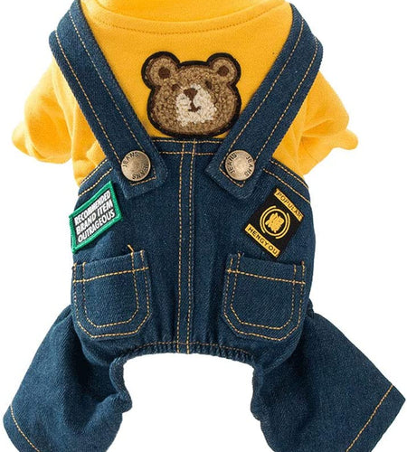 Dog Costume Clothes, Cute Denim Overalls for Small & Medium Pets, Boy & Girl Dogs Coats Jeans T-Shirts Sweatshirts